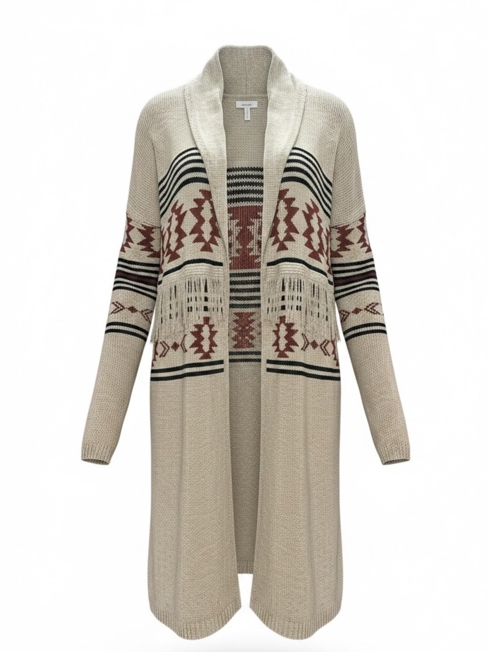 Maurices Aztec Southwestern Fringe Geo Duster Cardigan Size XL